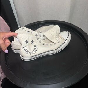 Converse White High-Top Sneakers Classic Design (no laces)